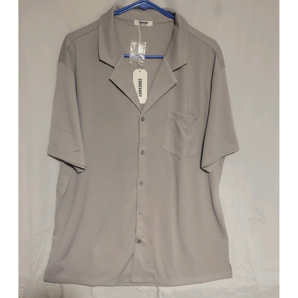 COOFANDY Wrinkle free short sleeve button down dress shirt - NWT - lt grey - XL‎